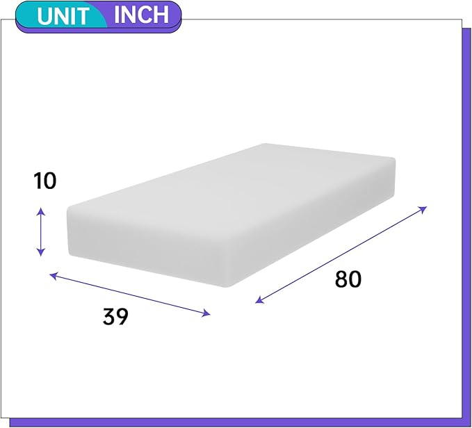 PayLessHere 10 Inch Twin XL Gel Memory Foam Mattress Fiberglass Free/CertiPUR-US Certified/Bed-in-a-Box/Cool Sleep & Comfy Support（Twin Extra Large）