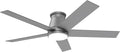 wurzee 52 Inch Flush Mount Ceiling Fan, Matte Silver Ceiling Fan with Light, Reversible DC Motors, Dimmable,Timer, Noiseless, Ceiling fan for Indoor & Outdoor Farmhouses, Dining Rooms