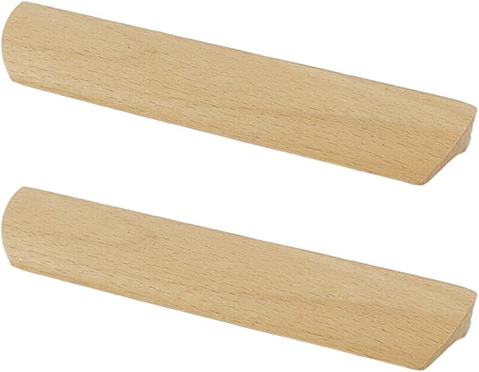 2Pcs Unfinished Wood Solid Furniture Pulls Handles,Unfinished Unpainted Paintable Wooden Handles Cupboard Closet Drawer Handle Pull,Length 6.1",Hole Dis.5.04"