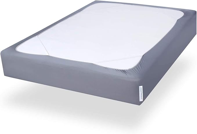 Box Spring Cover King Size, Alternates for Bed Skirt, Smooth and Elastic Woven Material Wrap Around 4 Sides of The Box Spring, Wrinkle & Fading Resistant, Washable, Dustproof, Grey