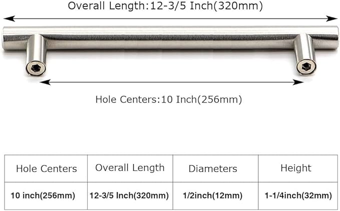 homdiy 15 Pack Kitchen Cabinet Handles Brushed Nickel Pulls for Cabinets - HD201SN Contemporary Cabinet Handle Pull Cabinet Door Handle Straight Bar Pull Stainless Steel, 10in Hole Centers