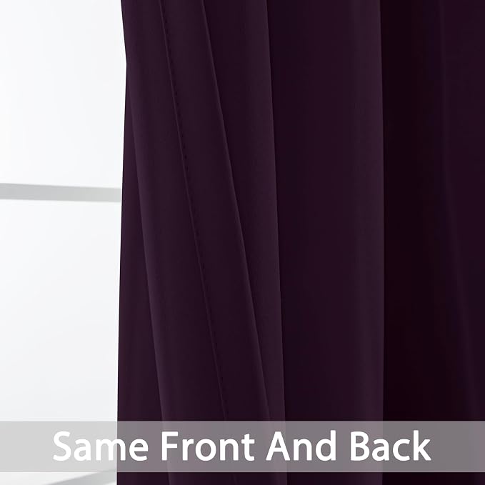 Yakamok Room Darkening Curtains 52x84 inch Length Dark Purple-Living Room | 2 - Image 4