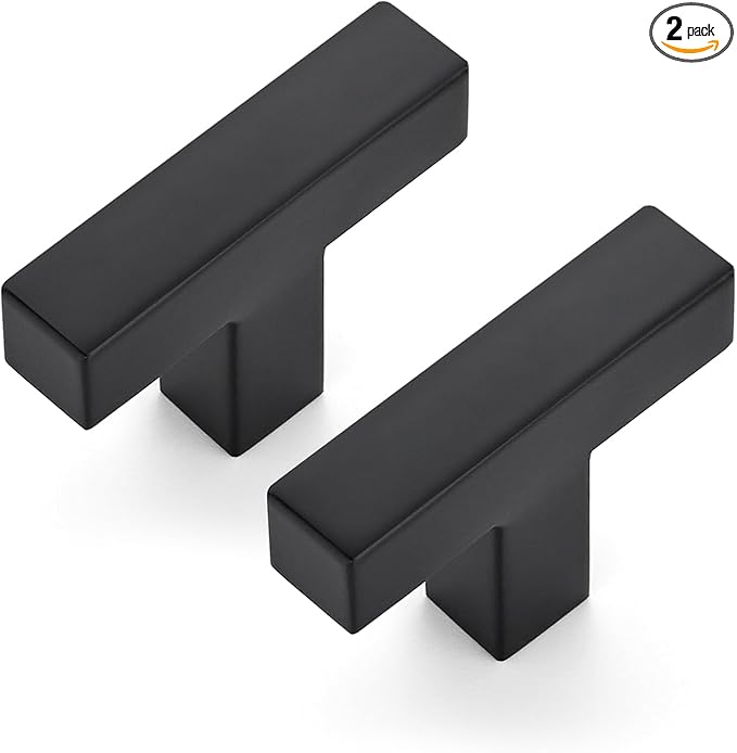 JOY DECOR Cabinet Knobs, Black Cabinet Handles, 2 Pack Kitchen Knobs 2 Inch, Single Hole Drawer Handles for Dresser Drawers