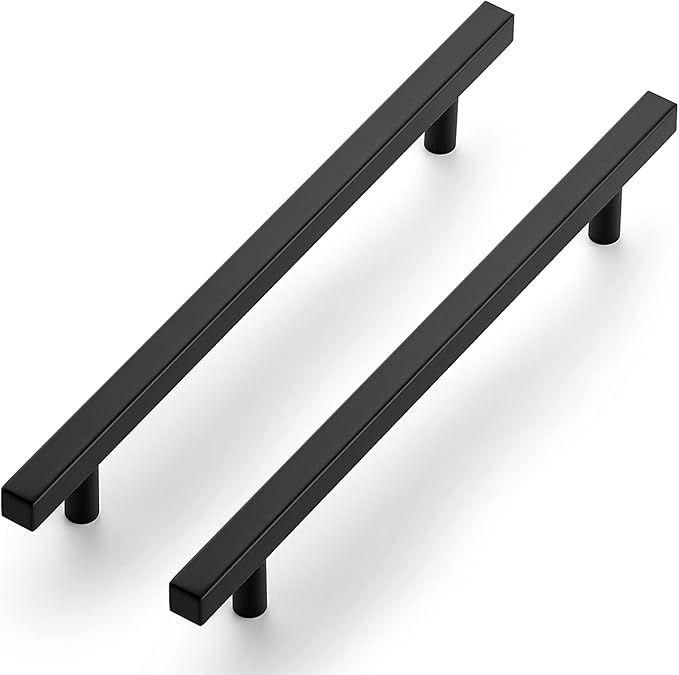 Ravinte Black Cabinet Handles 5 Pack 7-1/2 inch Matte Black Square Cabinet Pulls Kitchen Hardware 10 inch Overall Length Kitchen Drawer Pulls