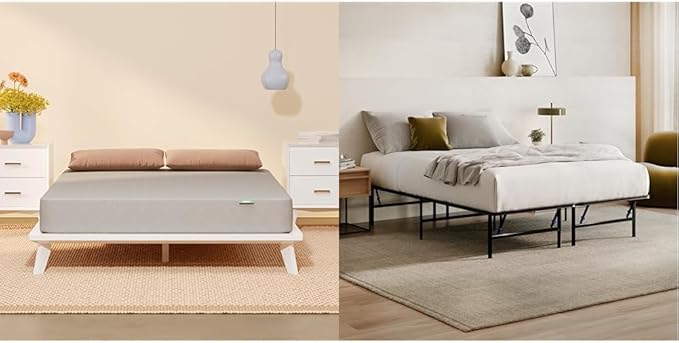 Siena 8” Full Mattress & Foldable Metal Platform Bed Frame - Medium Firm Memory Foam - 180 Night Mattress Trial - Premium Pressure Relieving Layers - Easy Tool Free Set Up - Holds Up to 600 Pounds