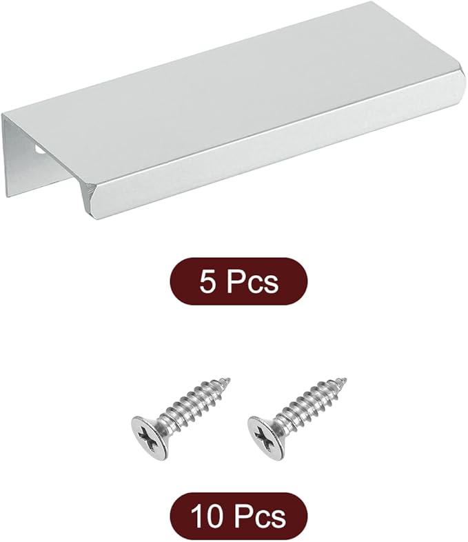 uxcell Cabinet Finger Edge Pull, 5pcs 80mm / 3.15" Aluminum Alloy Back Mount Hidden Cabinet Pulls Concealed Handle for Home Kitchen Drawer Cabinet, Silver