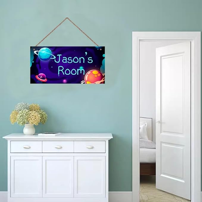 Personalized Universe Sign Custom Name Science Fiction Theme Sign For Kids Room Wall Art Décor Outer Space Art Wall Decor For Boys Room Bedroom Nursery Door For Girls Bedroom