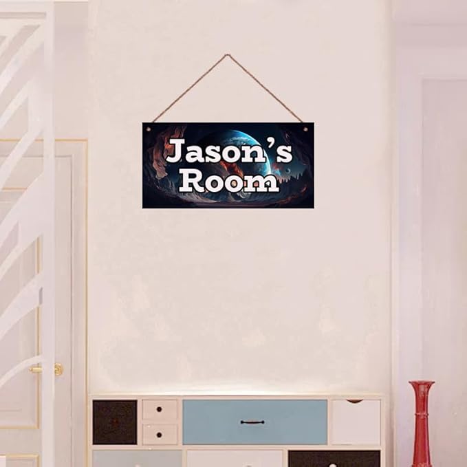 Personalized Sign Universe Sign Outer Space theme Art Décor For Kids Room Custom Name Door Wall Art Decor For Little Man Cave, Star Floral Nursery Art Girls Room Boys Bedroom