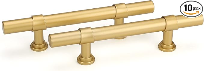 goldenwarm 10 Pack Gold Cabinet Handles 3 Inch Kitchen Cabinet Handles Matte Gold Kitchen Drawer pulls for Dresser Bathroom Modern Hardware,Zinc Alloy Base