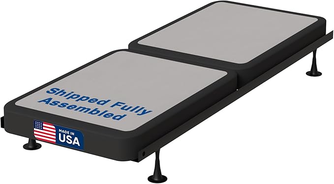 Treaton, 4-Inch Sturdy Wood Box Spring for Mattress Support - Durable and Fully Assembled, Natural Wood Foundation for Twin XL, Gray