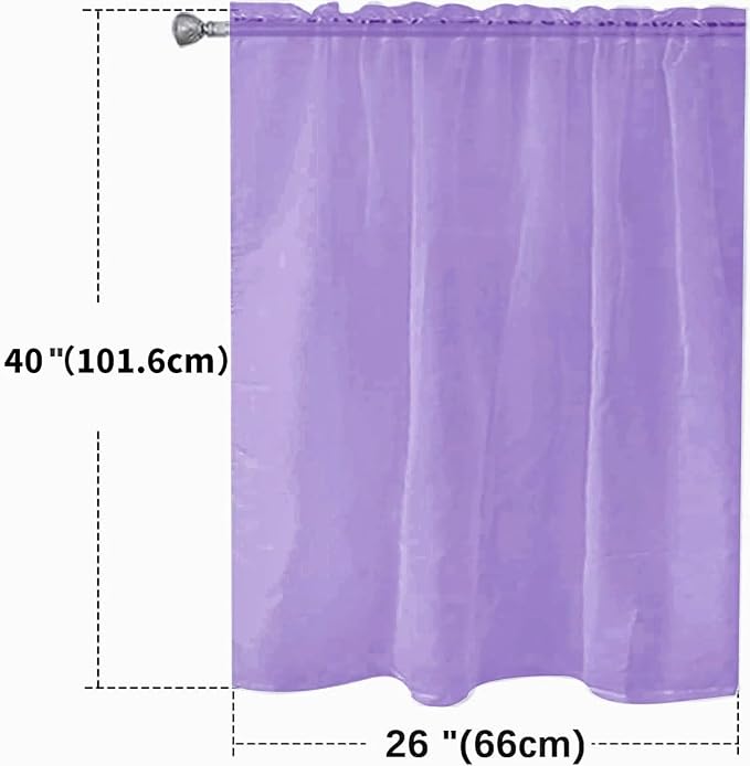 SpaceDresser Basic Rod Pocket Sheer Voile Window Curtain Panels Lavender 1 Pair - Image 2