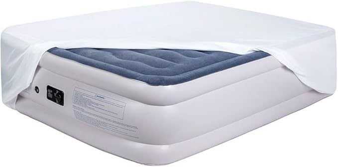 Bedecor Fitted Sheet for Air Mattress Inflate Without Disassembly Convenient & Firm Deep up to 21" White -Twin XL