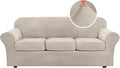 H.VERSAILTEX Modern Velvet Plush 4 Piece High Stretch Sofa Slipcover Sofa Cover by HVERSAILTEX