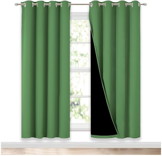 NICETOWN 100% Blackout Window Curtain Panels, Forest Green, 2 Pieces, 52-inch by NICETOWN