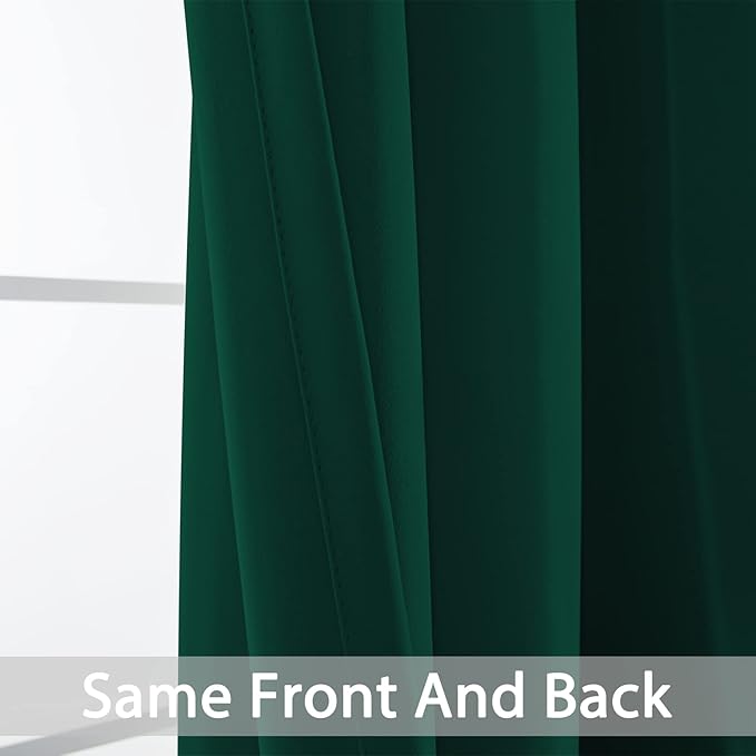 Yakamok Room Darkening Curtains 52x90 inch Length Dark Green-Living Room | 2 - Image 3