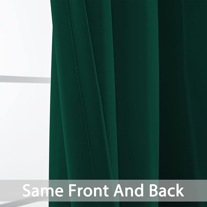 Yakamok Room Darkening Curtains 62x84 inch Length Dark Green-Living Room | 2 - Image 5