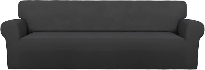 PureFit Stretch Couch Covers for Sofa 4 Seater Slipcovers Dark Gray | 1-Piece by PureFit