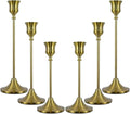 Candlestick Holders, Taper Candle Holders Set of 6, Vintage Candle Holder Decor for Table Centerpiece, Fireplace Mantel, Weddings & Housewarming (Brass Gold, 6 pcs)