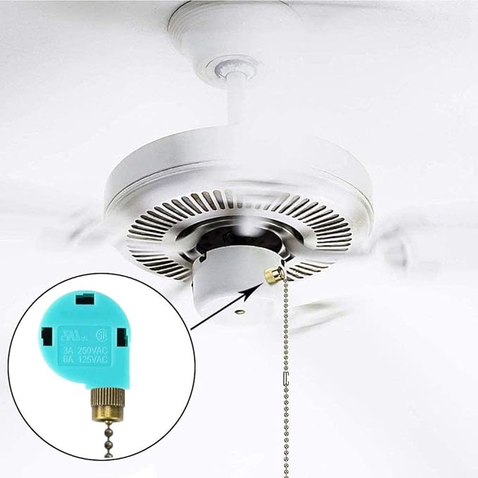 Ceiling Fan Switch ZE-268S6 3 Speed 4 Wire for Ceiling Fan Light Lamps and Wall Lights Pull Chain Switch Replacement On-Off with Pull Chain,1 Pack
