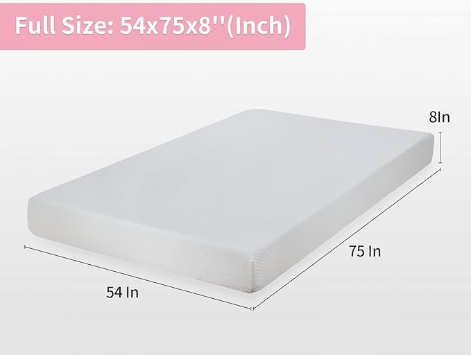 PayLessHere 8 Inch Full Gel Memory Foam Mattress Fiberglass Free/CertiPUR-US Certified/Bed-in-a-Box/Cool Sleep & Comfy Support/Mattress in a Box