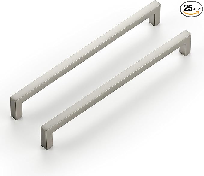 Ravinte 25 Pack Solid 7-1/2 Inch Center to Center Slim Square Bar Dresser Drawer Handles Kitchen Cabinet Handles Brushed Nickel Drawer Pulls Kitchen Cabinet Hardware Pulls