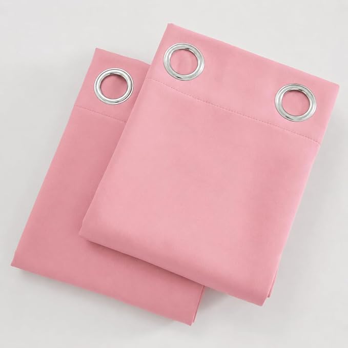 Pink Blackout Curtains/52 x 45 Inch Length Kids Curtains/Set of 2 Panels - Image 9
