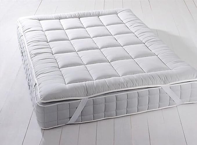 Royal Hotel Bedding Plush Mattress Topper, Twin, 2 Inches Hypoallergenic Overfilled Down Alternative Anchor Bands Mattress Topper