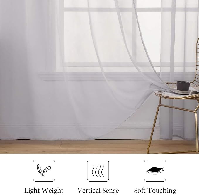 MIULEE 2 Panels Grey Sheer Curtains - Image 4