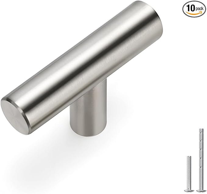 homdiy 10Pack Cabinet Knobs Brushed Nickel Drawer Knobs - 2in Overall Cabinet Door Knobs Single Hole Knobs Modern Cabinet Hardware for Kitchen Cabinets, Dresser Drawers