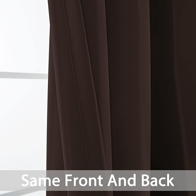 Yakamok Room Darkening Curtains 52x108 inch Chocolate Brown-Living Room | 2 - Image 4