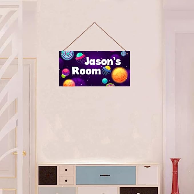Personalized Stars Sign Customized Galaxy Art Decoration Exquisite Decorative Signs Custom Name for Nursery Kids Room Door Wall Art Decor Outer Space Themed Decor For Boys Room Little Man Cave