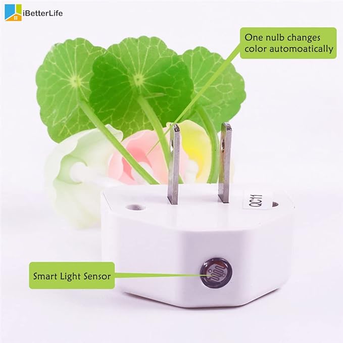 iBetterLife LED Smart Sensor 0.6W Color Changing Plug-in Night Lights for Kids Adults Cute Mushroom Bedroom Home Decor Light Wall Lamps