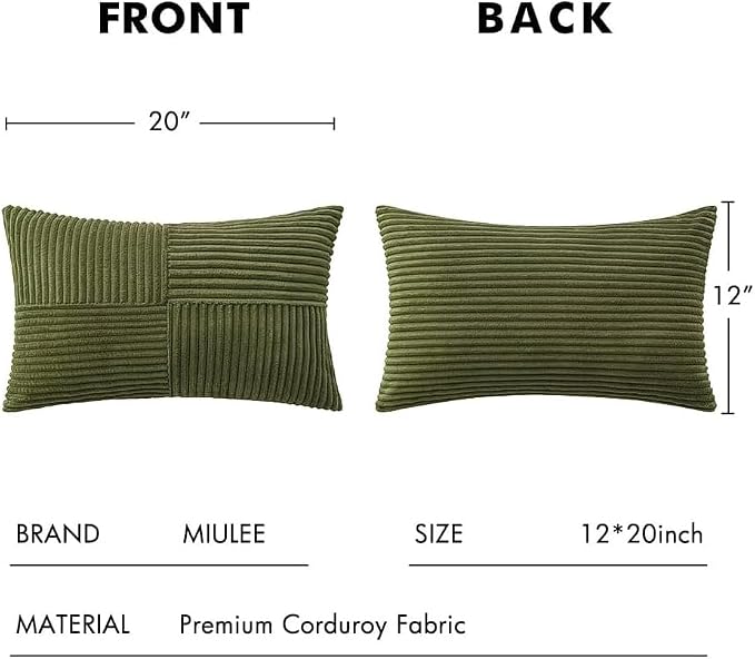 MIULEE Olive Green Decorative Lumbar Throw Pillow Covers 12x20 Inch 2 Pack | - Image 7