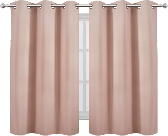 Blush Blackout Curtains/38 x 54 Inch/Set of Two Panels Grommet Living Room - Image 2