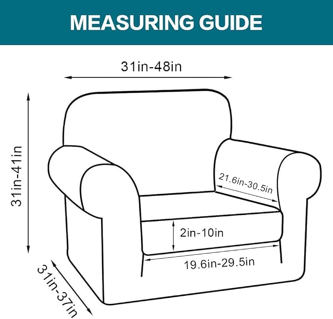Turquoize 2 Piece Chair Covers Armchair Slipcovers - Image 2