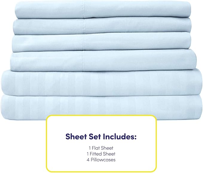 King Size Bed Sheets - 6 Piece 1500 Supreme Collection Fine Brushed Microfiber Deep Pocket King Sheet Set Bedding - 2 Extra Pillow Cases, Great Value, King, Dobby Light Blue