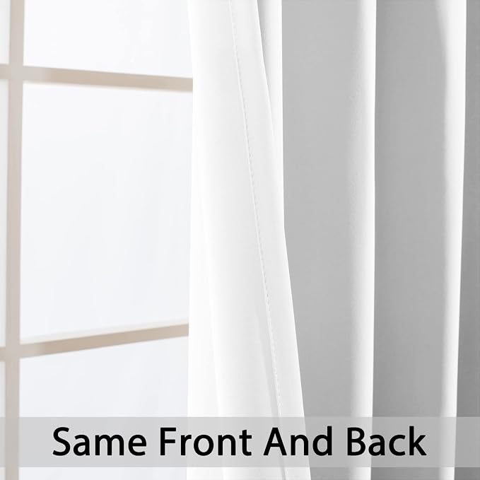 Yakamok Room Darkening Curtains 62x84 inch Length Pure White-Living Room | 2 - Image 3