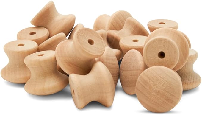 Woodpeckers 3/4-inch Birch Wood End Grain Knobs, Pack of 50 Unfinished Small Wooden Cabinet and Furniture Knobs
