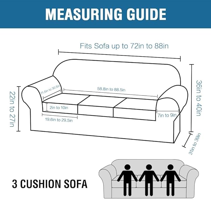 H.VERSAILTEX 3 Piece Stretch Sofa Covers - Image 2