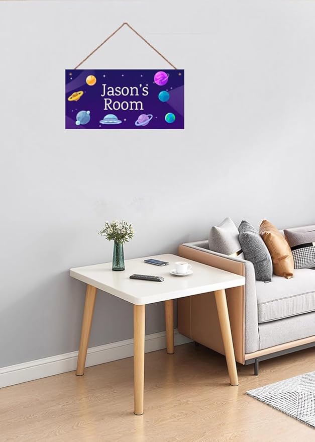 Personalized Signs Stars Planet Wall Hanging Sign for Little Man Cave, Motivational Hanging Plaque Sign Outer Space Room Wall Art Decor, Alien Ship Nursery Decor for Boys Room Kids Bedroom