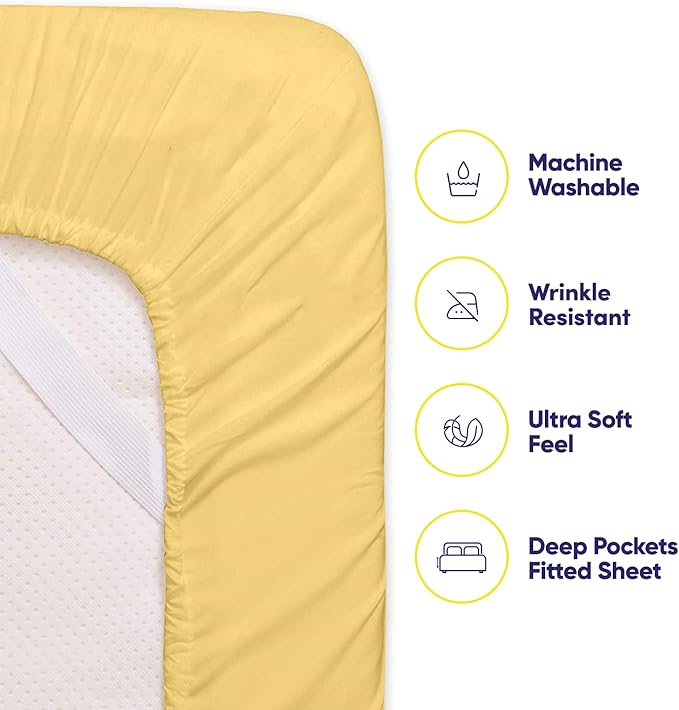 Cal King Size Bed Sheets - 6 Piece 1500 Supreme Collection Fine Brushed Microfiber Deep Pocket California King Sheet Set Bedding - 2 Extra Pillow Cases, Great Value, California King, Yellow