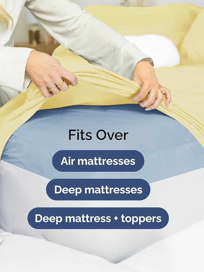 Extra Deep Cal King Sheet Set - 6 Piece Breathable & Cooling Sheets - Hotel Luxury Bed Sheets Set - Easy & Secure Fit - Soft, Wrinkle Free & Comfy Sheets Set - Yellow Sheet Set with Extra Deep Pockets