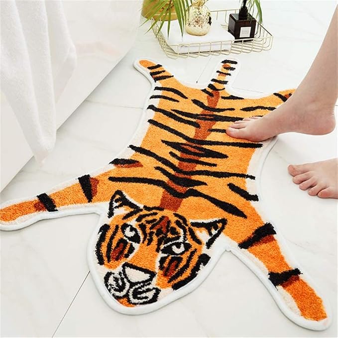 Tiger Print Rug Animal Printed Small Area Rugs Faux Cowhide Skin Leather - Image 4