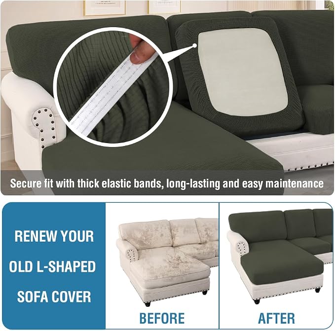 H.VERSAILTEX Sectional Couch Covers 4 Pieces Sofa Seat Cushion Covers L Shape - Image 6