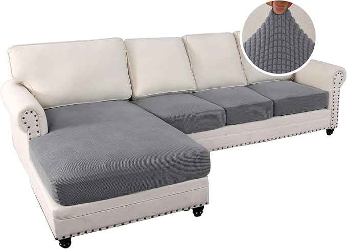 H.VERSAILTEX Sectional Couch Covers 4 Pieces Sofa Seat Cushion Covers L Shape - Image 2