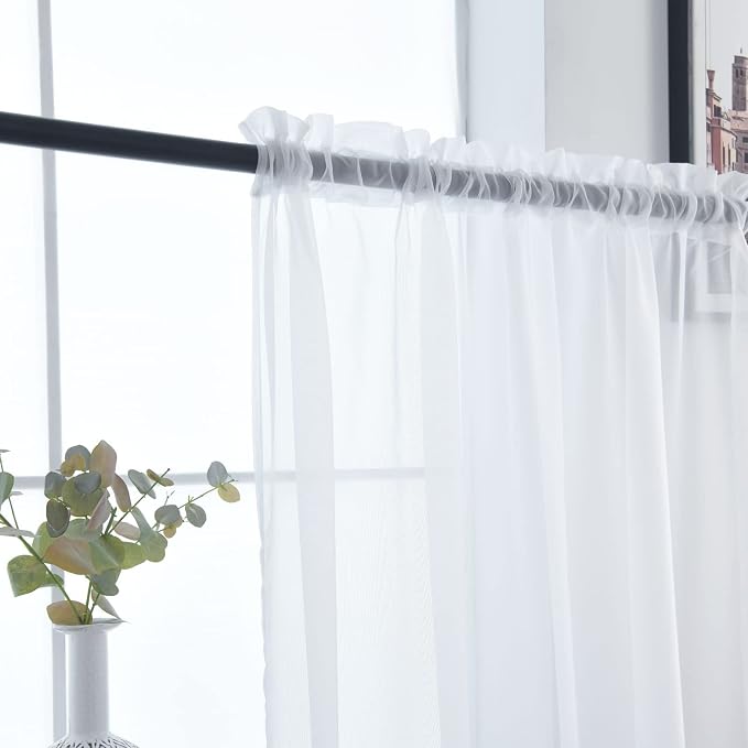 SpaceDresser Sheer Voile Window Treatment Rod Pocket Curtain Panels - Image 6