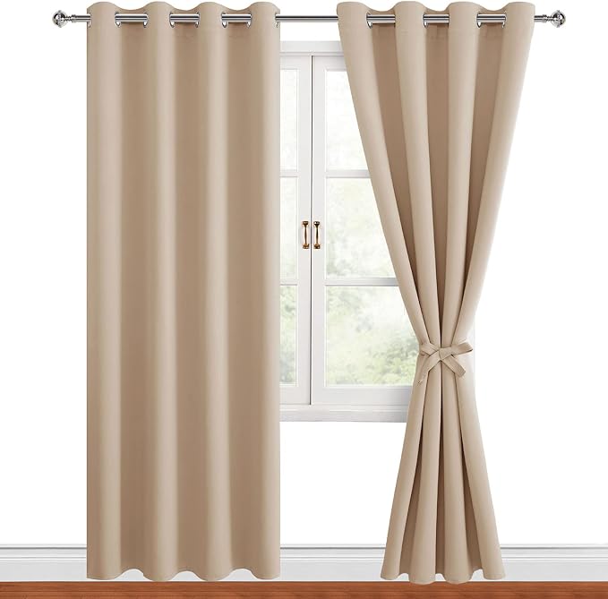 Blackout Curtains for Bedroom, 52 x 96 Inches Long, 2 Panels | Thermal by Hiasan