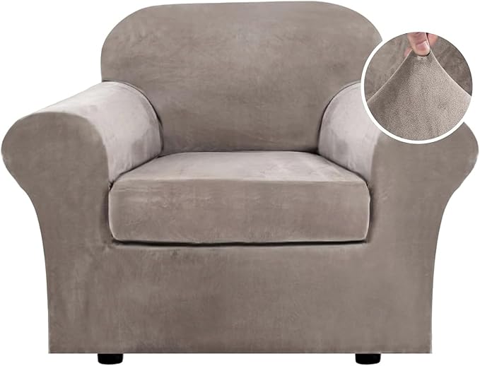 H.VERSAILTEX Rich Stretch 2 Piece Chair Cover Chair Slipcover Sofa Cover by HVERSAILTEX