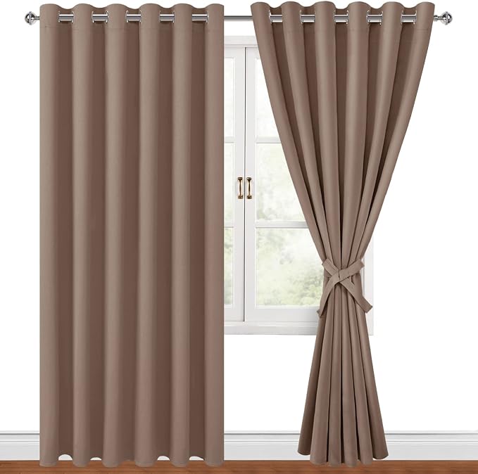 Blackout Curtains for Bedroom, Cappuccino, 70 x 84 Inches, 2 Panels | Thermal by Hiasan