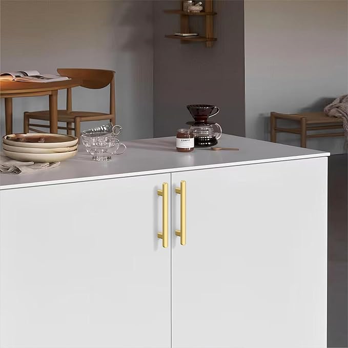 10 Pack 3 Inch(76mm) Kitchen Cabinet Handles Brushed Gold Cabinet Pulls Kitchen Cabinet Hardware Drawer Pulls for Cupboard Wardrobe